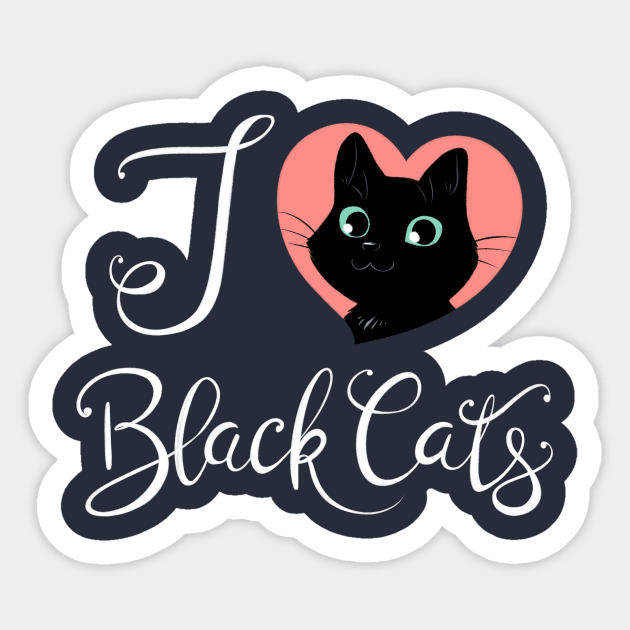 I Heart Black Cats! (Fancy Text Edition) Sticker by Starling